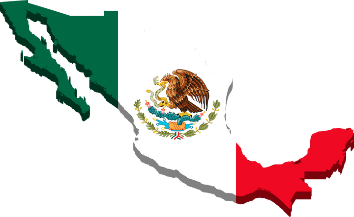 3d isometric Map of Mexico with national flag