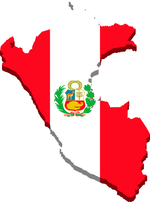 3d isometric Map of Peru with national flag