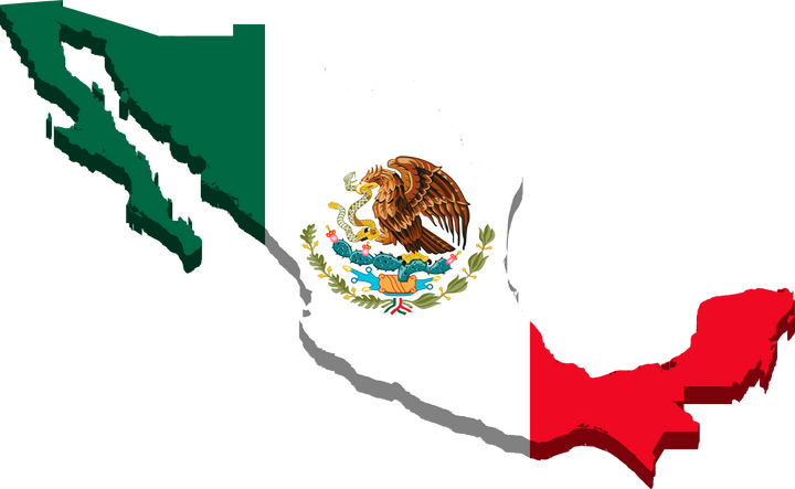 3d isometric Map of Mexico with national flag